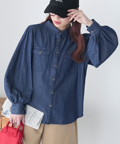 「BONLECILL」 長袖シャツ FREE ネイビー レディース_画像3