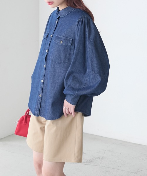 「BONLECILL」 長袖シャツ FREE ネイビー レディース_画像5