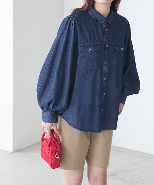 「BONLECILL」 長袖シャツ FREE ネイビー レディース_画像6