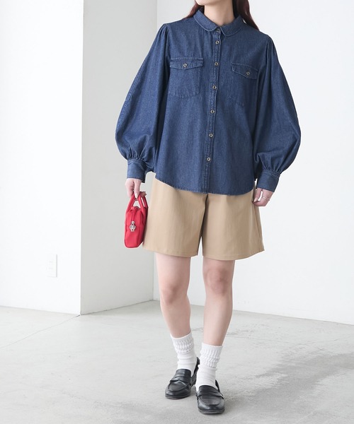 「BONLECILL」 長袖シャツ FREE ネイビー レディース_画像8