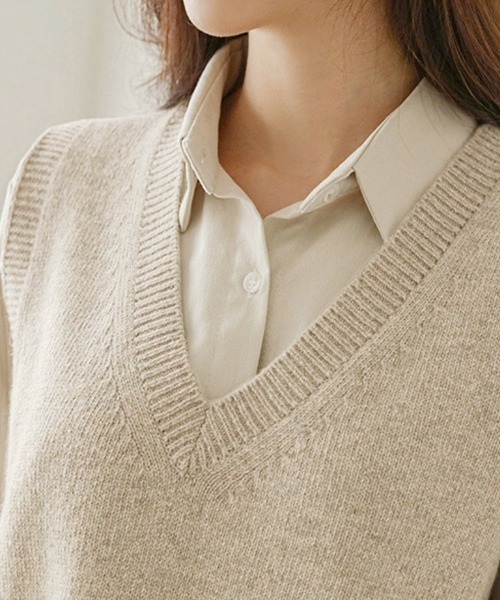「Doux Belle」 ニットベスト LARGE グレー レディース_画像6