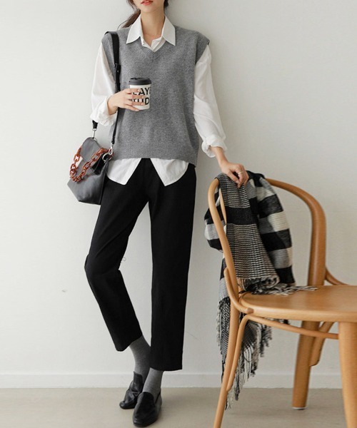 「Doux Belle」 ニットベスト LARGE グレー レディース_画像8