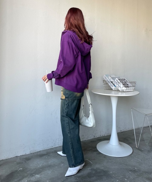 「SHAGGIE」 ジップアップパーカー LARGE グレー レディース_画像5