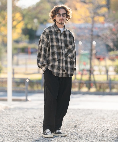 CAMBIO（カンビオ） シャツ ms6348- Distressed Flannel Check Shirts