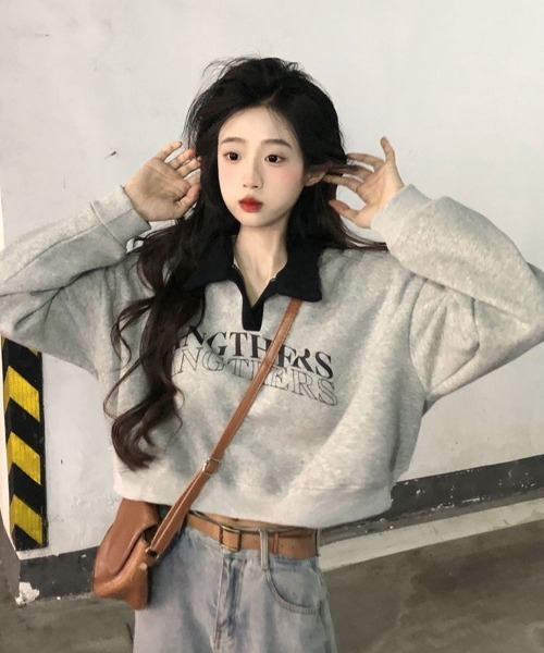 shameless ロゴバイカラー衿スキッパートップス レディース : ZOZOTOWN