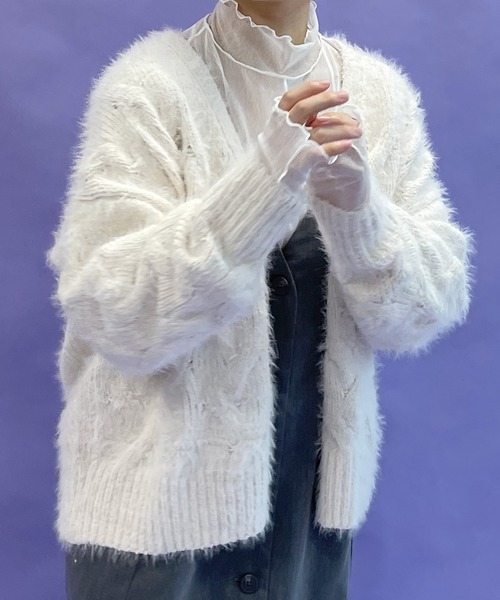 「w closet」 ニットカーディガン FREE オフホワイト レディース_画像6