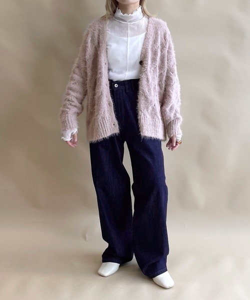 「w closet」 ニットカーディガン FREE オフホワイト レディース_画像9