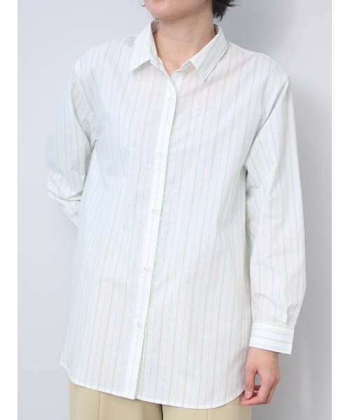 「fleur by mint breeze」 長袖シャツ 3L ライトグリーン レディース_画像5