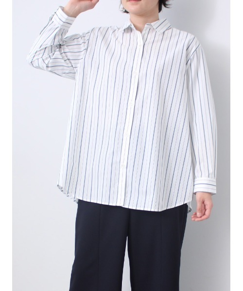 「fleur by mint breeze」 長袖シャツ 3L ライトグリーン レディース_画像8