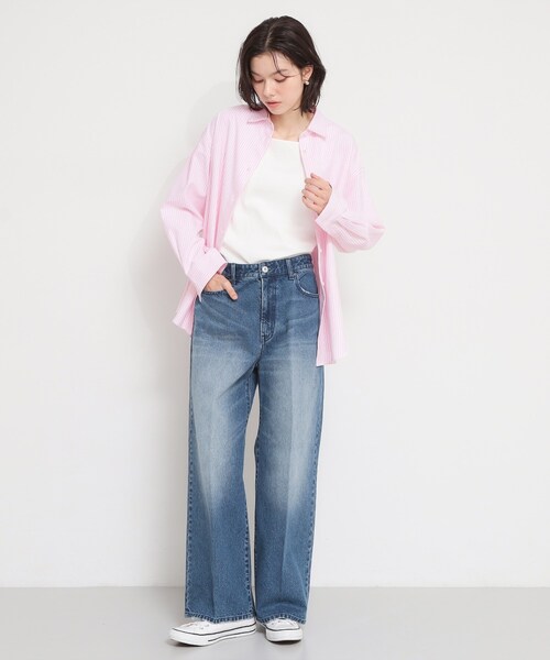 THE SHOP TK ブラウス シャツ 「POLO BCS 別注」ストライプOXシャツ