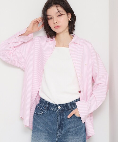 polo bcs ストライプピンクシャツ THE SHOP TK ブラウス シャツ 「POLO BCS 別注」ストライプOXシャツ