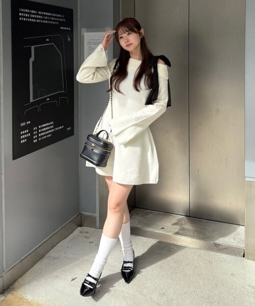 「continuer de NICE CLAUP」 ニットワンピース FREE アイボリー レディース_画像5