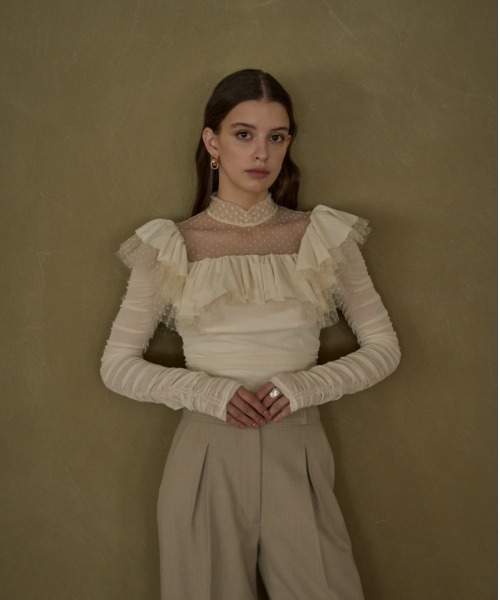 Aradie ドットチュールストレッチTOP ERADIE（エラディエ） Dot Tulle Stretch Top ドットチュール