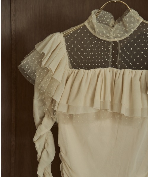 Aradie ドットチュールストレッチTOP ERADIE（エラディエ） Dot Tulle Stretch Top ドットチュール