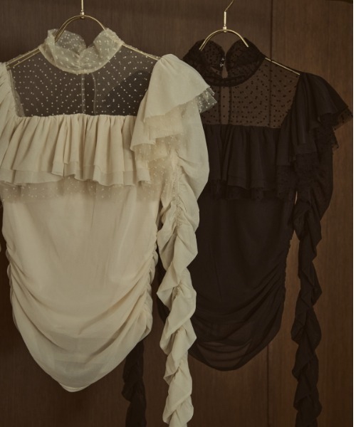 ERADIE（エラディエ） Dot Tulle Stretch Top ドットチュール