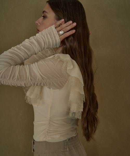 ERADIE（エラディエ） Dot Tulle Stretch Top ドットチュール