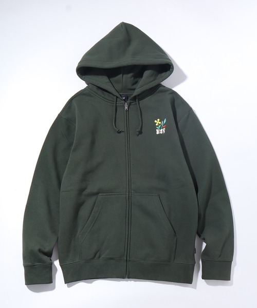 HUF Bizarre Botanicals パーカー Lサイズ ダークグリーン HUF（ハフ）の「BIZARRE BOTANICALS FULLZIP HOODIE / HUF MUSHROOM