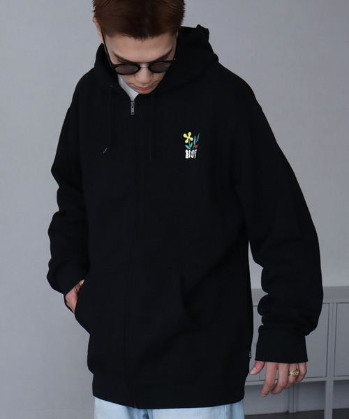 HUF（ハフ） ジップアップパーカー M ダークグリーン メンズ