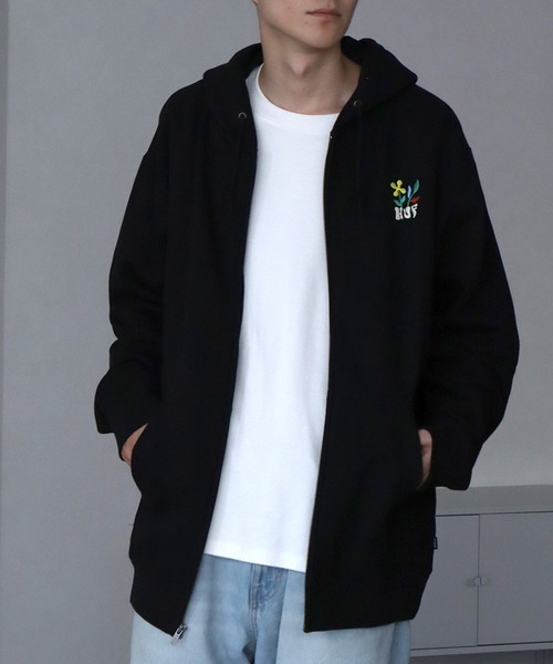 HUF（ハフ） ジップアップパーカー M ダークグリーン メンズ