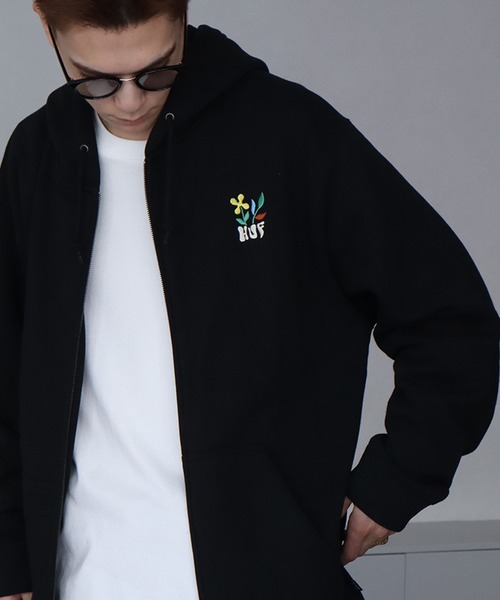 HUF（ハフ） ジップアップパーカー M ダークグリーン メンズ