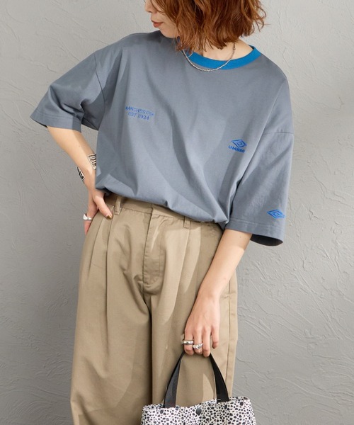 umbro（アンブロ） tシャツ 半袖 別注 ワンポイント刺繍ロゴ ショート
