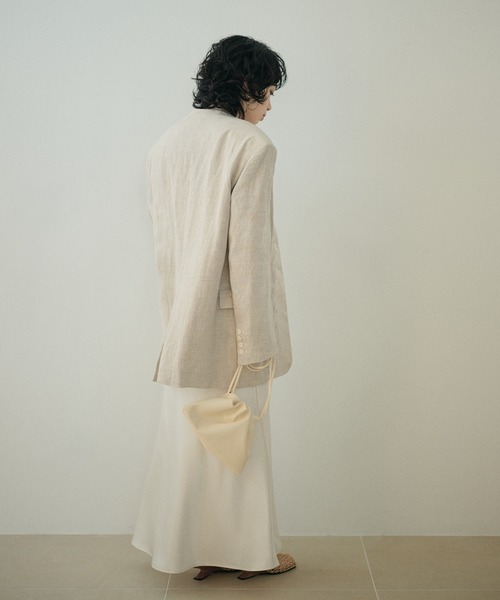 ジャケット ノーカラージャケット botanical embroidery linen jacket
