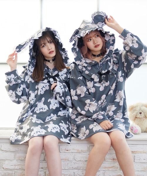 「DearMyLove」 長袖ワンピース M-L ブラック レディース_画像2