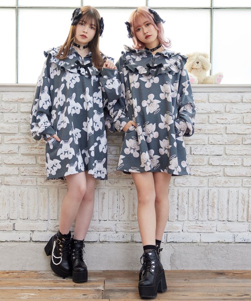 「DearMyLove」 長袖ワンピース M-L ブラック レディース_画像7