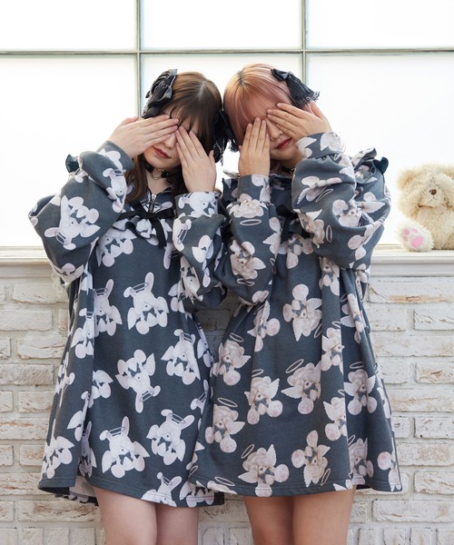 「DearMyLove」 長袖ワンピース M-L ブラック レディース_画像8