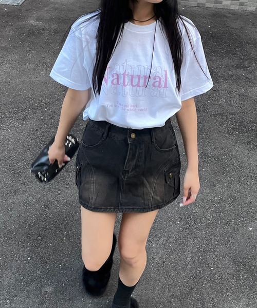 tシャツ ピンクプリントピンクデザイン半袖Tシャツ レディース