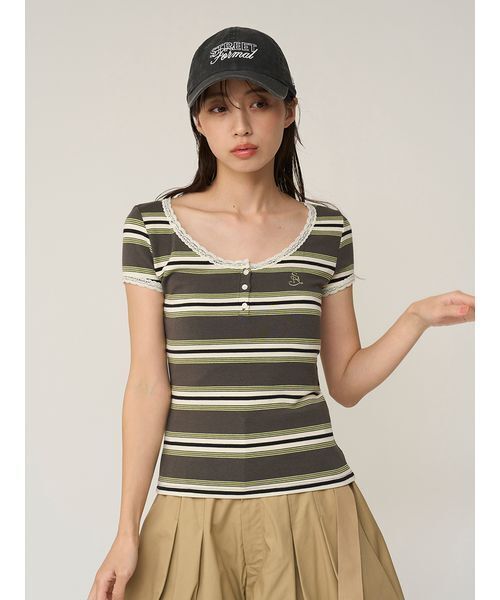 SNIDEL（スナイデル） ヘンリーネック tシャツ 半袖 「WEB限定カラー