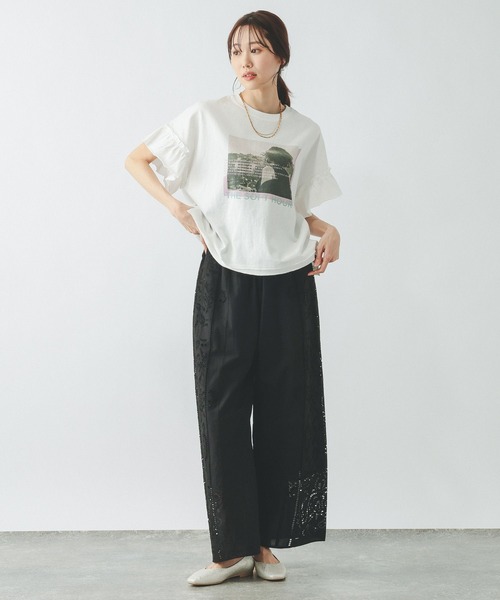 GLOBAL WORK（グローバルワーク） tシャツ ヘビロッTEEフリルプリント