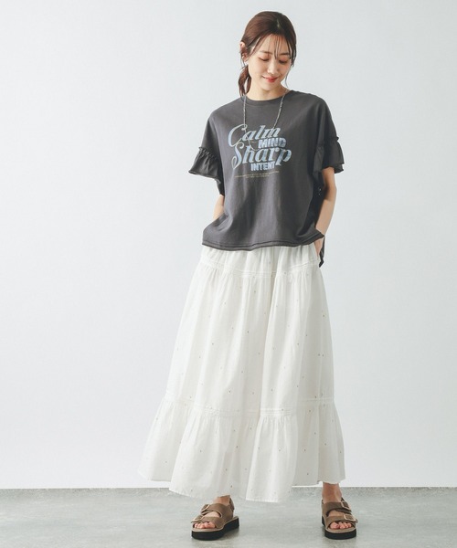 GLOBAL WORK（グローバルワーク） tシャツ 半袖 ヘビロッTEEフリル