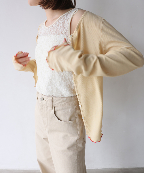SLOBE IENAリブ編みカーディガン　ネイビー SLOBE IENA(スローブイエナ)の「《追加》ウォッシャブルミラノリブ