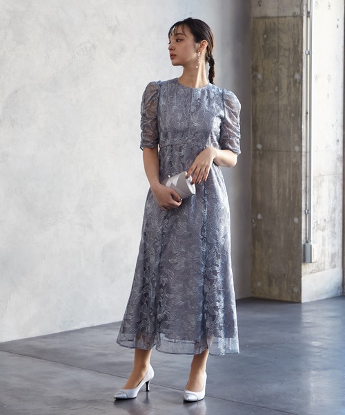 「AIMER」 半袖ワンピース LARGE ネイビー レディース_画像6