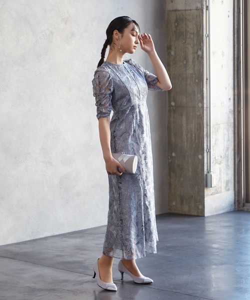 「AIMER」 半袖ワンピース LARGE ネイビー レディース_画像7