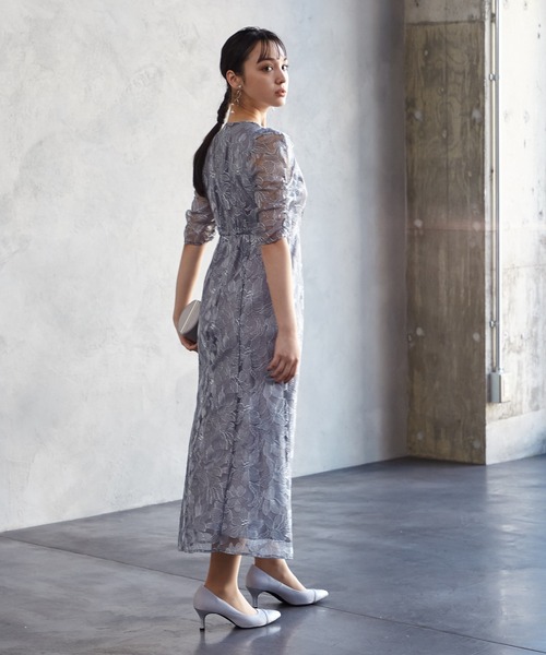 「AIMER」 半袖ワンピース LARGE ネイビー レディース_画像8
