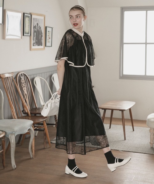 「BONLECILL noir」 コンビワンピース M~L ブラック レディース_画像6