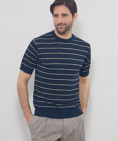 tシャツ 「LEON掲載」リネンボーダーニットTシャツ メンズ