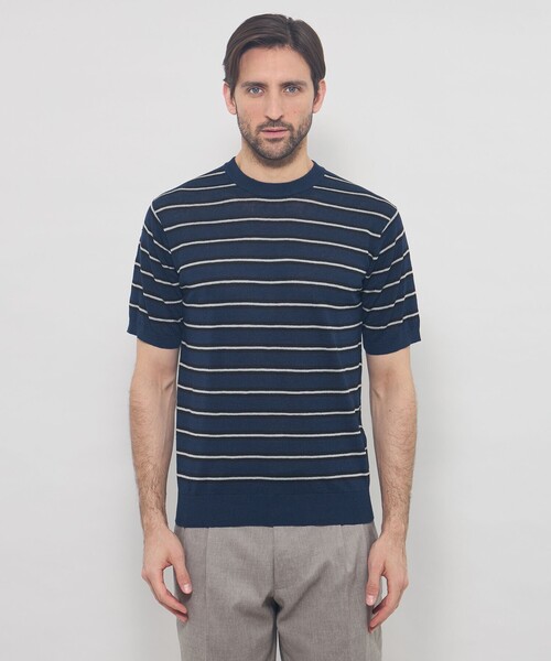 tシャツ 「LEON掲載」リネンボーダーニットTシャツ メンズ