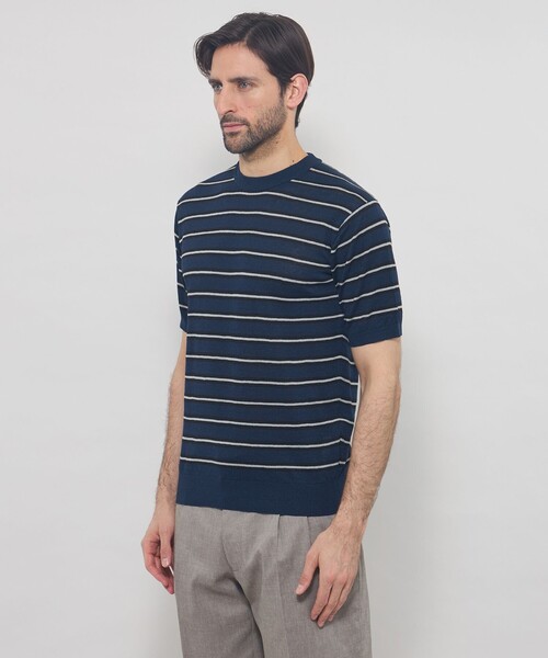 tシャツ 「LEON掲載」リネンボーダーニットTシャツ メンズ