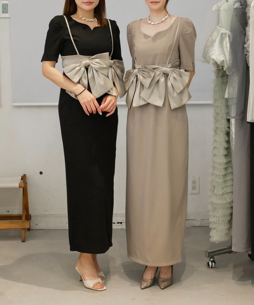 MAITRESSE ブラック レース装飾 ノースリーブ ドレス 9号 Mサイズ 