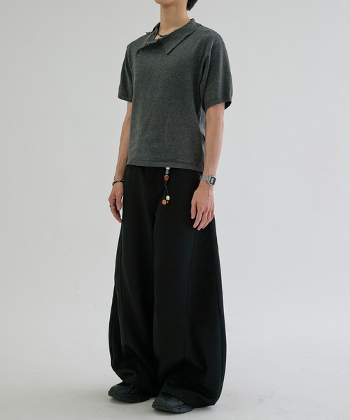 ポロシャツ 半袖 Asymmetry neck polo / アシンメトリーネックポロ