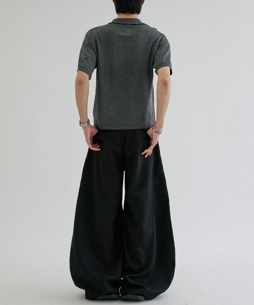 ポロシャツ 半袖 Asymmetry neck polo / アシンメトリーネックポロ