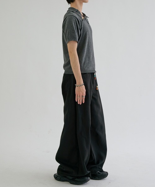 ポロシャツ 半袖 Asymmetry neck polo / アシンメトリーネックポロ
