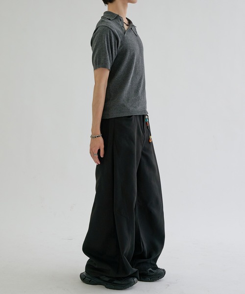 ポロシャツ 半袖 Asymmetry neck polo / アシンメトリーネックポロ
