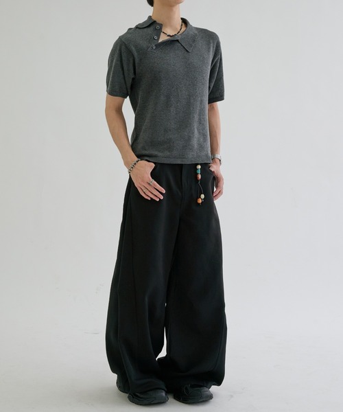 ポロシャツ 半袖 Asymmetry neck polo / アシンメトリーネックポロ