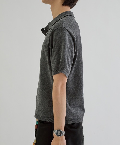 ポロシャツ 半袖 Asymmetry neck polo / アシンメトリーネックポロ