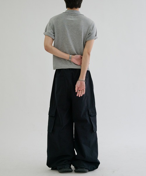 ポロシャツ 半袖 Asymmetry neck polo / アシンメトリーネックポロ