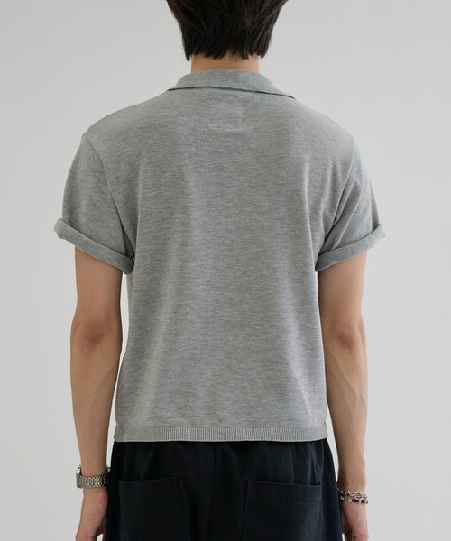 epnk Asymmetry polo アシンメトリーネックポロ　グレー ポロシャツ 半袖 Asymmetry neck polo / アシンメトリーネックポロ
